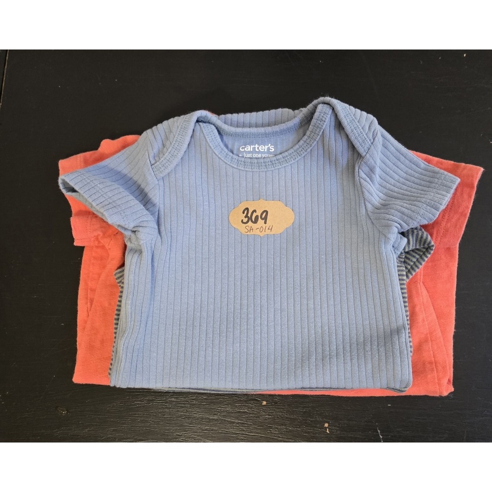 Carters Baby Boy 9M Bundle 3pc Romper Ribbed Bodysuit Dinosaur Striped Blue Pink